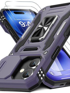 for iPhone 17 Case with HD Screen Protector & Slide Camera Cover & Rotated Ring